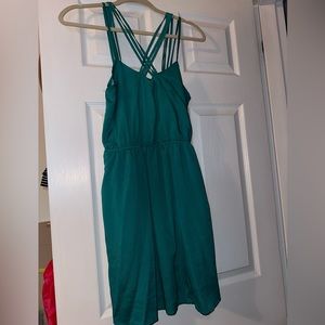 Teal cross cross halter dress- sexy